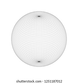 Wireframe mesh objects. Network line, HUD design sphere. Abstract 3d Object. Isolated on white background