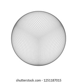 Wireframe mesh objects. Network line, HUD design sphere. Abstract 3d Object. Isolated on white background