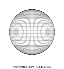 Wireframe mesh objects. Network line, HUD design sphere. Abstract 3d Object. Isolated on white background