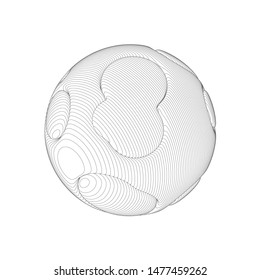 Wireframe mesh objects. Network line, HUD design sphere. Abstract 3d object. Isolated on white background