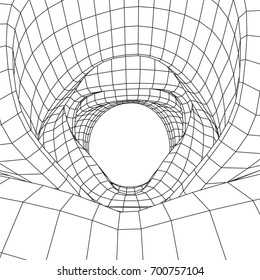 Wireframe Mesh Organic Tube. Connection Structure. Big Data Visualization Concept. Vector Illustration.