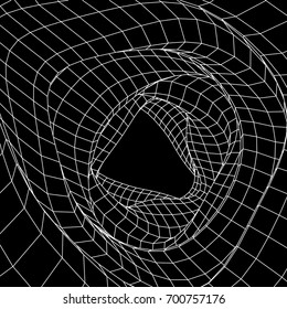 Wireframe Mesh Organic Tube. Connection Structure. Big Data Visualization Concept. Vector Illustration.