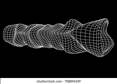 Wireframe Mesh Organic Tube. Connection Structure. Big Data Visualization Concept. Vector Illustration.