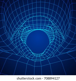 Wireframe Mesh Organic Tube. Connection Structure. Big Data Visualization Concept. Vector Illustration.