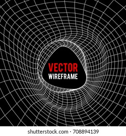 Wireframe Mesh Organic Tube. Connection Structure. Big Data Visualization Concept. Vector Illustration.
