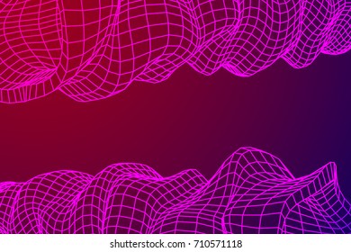 Wireframe Mesh Organic Tube. Connection Structure. Big Data Visualization Concept. Vector Illustration.