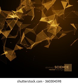 Wireframe mesh polygonal background. Abstract form with connected lines and dots. Low poly background. Vector Illustration EPS10.