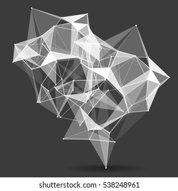 Wireframe mesh polygonal background. Abstract form with connected lines and dots. Vector illustration.