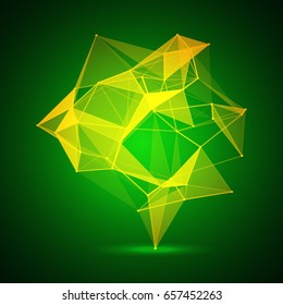 Wireframe mesh polygonal background. Abstract form with connected lines and dots. Vector illustration.