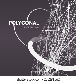 Wireframe mesh polygonal background. Wave with connected lines and dots. Vector Illustration EPS10.