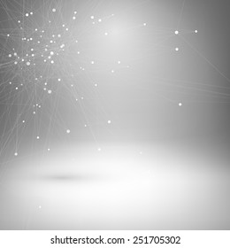 Wireframe mesh polygonal element. Abstract form with connected lines and dots. Vector Illustration EPS10.
