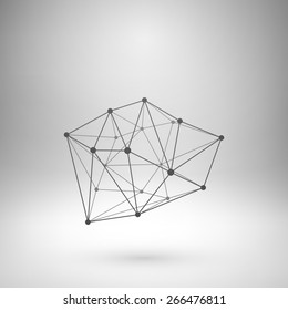 Wireframe mesh polygonal element. Abstract form with connected lines and dots. Vector Illustration EPS10.