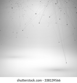 Wireframe mesh polygonal element. Abstract form with connected lines and dots. Vector Illustration EPS10.