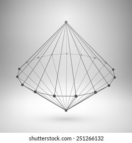 Wireframe mesh polygonal element. Cone with connected lines and dots. Vector Illustration EPS10.