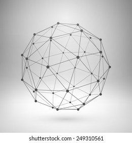 Wireframe Mesh Polygonal Element. Sphere With Connected Lines And Dots. Vector Illustration EPS10