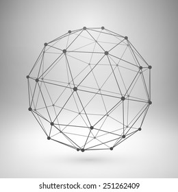 Wireframe mesh polygonal element. Sphere with connected lines and dots. Vector Illustration EPS10.