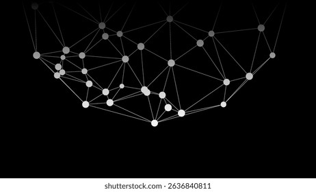 Wireframe mesh polygonal element. Sphere with connected lines and dots.  3d geometric vector background for business or science presentation.