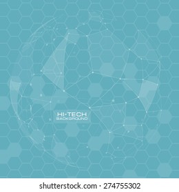 Wireframe mesh polygonal element. Sphere with connected lines and dots. Vector Illustration EPS10. Wireframe mesh polygonal element. Abstract form with connected lines and dots. 