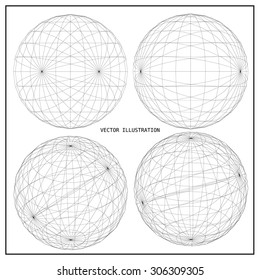 Wireframe mesh polygonal element. Sphere 3d. Vector Illustration EPS10