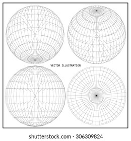 Wireframe mesh polygonal element. Sphere 3d. Vector Illustration EPS10