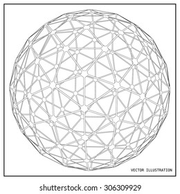 Wireframe mesh polygonal element. Sphere 3d. Vector Illustration EPS10