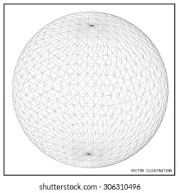 Wireframe mesh polygonal element. Sphere 3d. Vector Illustration EPS10