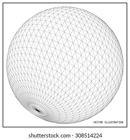 Wireframe mesh polygonal element. Sphere 3d. Vector Illustration EPS10