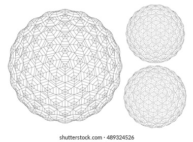 Wireframe mesh polygonal element. Sphere 3d. Vector Illustration EPS10