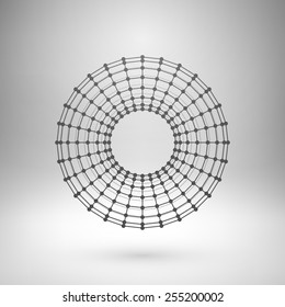 Wireframe mesh polygonal element. Torus with connected lines and dots. Vector Illustration EPS10.