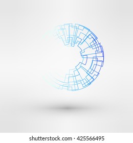 Wireframe mesh polygonal element. Torus with connected lines and dots. Vector Illustration EPS10.