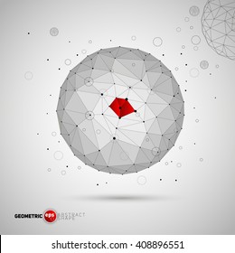 Wireframe mesh polygonal globe. Sphere with connected lines and dots. Geometric Concept. Digital Data Visualization