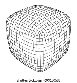 Wireframe Mesh Rounded Box. Connection Structure. Digital Data Visualization Concept. Vector Illustration.