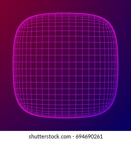 Wireframe Mesh Rounded Box. Connection Structure. Digital Data Visualization Concept. Vector Illustration.