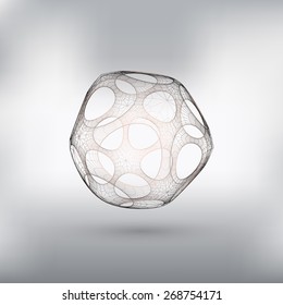 Wireframe mesh shape. Vector Illustration.