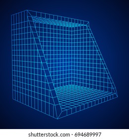 Wireframe Mesh Slice Box. Connection Structure. Digital Data Visualization Concept. Vector Illustration.