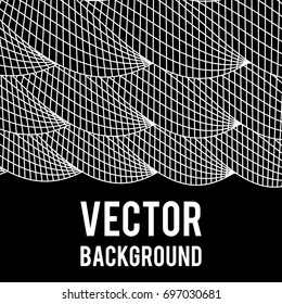 Wireframe Mesh Twist Columns Background With Copy Space. Connection Structure. Big Data Visualization Concept. Vector Illustration.