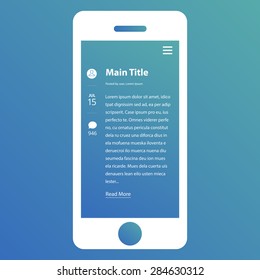 Wireframe Mobile App UI Kit Blog Post Screen.