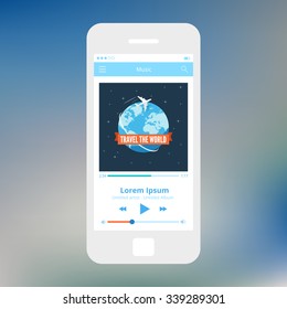 Wireframe mobile ui kit music player screen. 