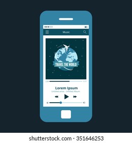 Wireframe mobile ui kit music player screen.