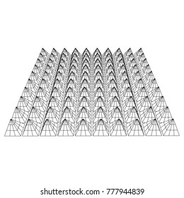 Wireframe model of sound proof coverage in music studio with soundproofing walls. Vector illustration