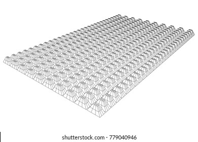 Wireframe model of sound proof coverage in music studio with soundproofing walls. Vector illustration