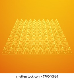 Wireframe model of sound proof coverage in music studio with soundproofing walls. Vector illustration