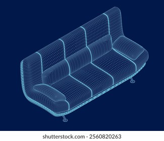 Wireframe Modern Sofa. Isometric view. 3D. Vector illustration.
