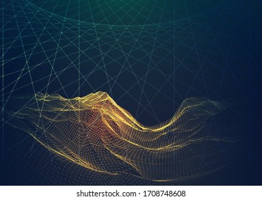 wireframe modern techno landscape design background