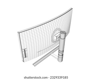 Wireframe of modern thin frame display computer monitor vector illustration. 3D.
