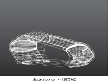 wireframe mouse 3D , vector isolated or grey background . Scientific interface; abstract technology background