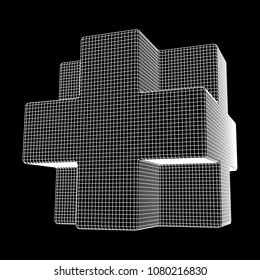 Wireframe Necker Cube. Cube of connected lines. Molecular lattice. The structural grid of polygons. Vector illustration sacred geometry