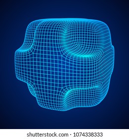 Wireframe Necker Smooth Cube. Cube of connected lines. Molecular lattice. The structural grid of polygons. Vector illustration sacred geometry