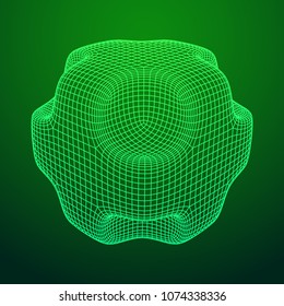 Wireframe Necker Smooth Cube. Cube of connected lines. Molecular lattice. The structural grid of polygons. Vector illustration sacred geometry