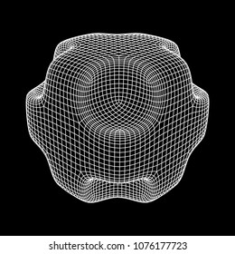 Wireframe Necker Smooth Cube. Cube of connected lines. Molecular lattice. The structural grid of polygons. Vector illustration sacred geometry